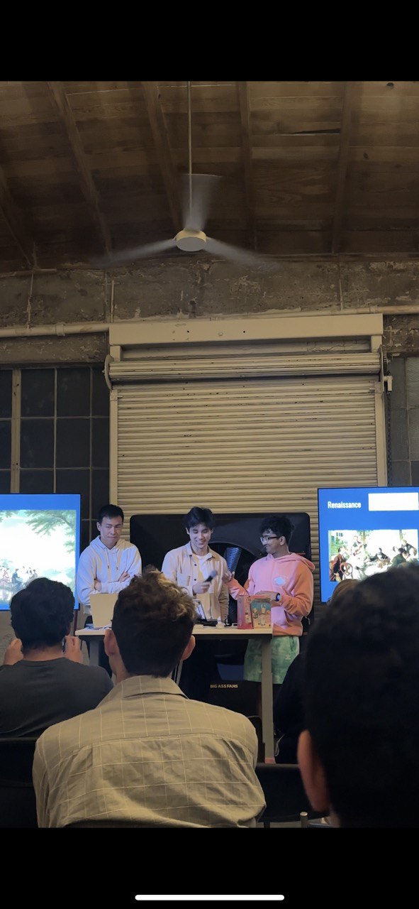 James presenting
